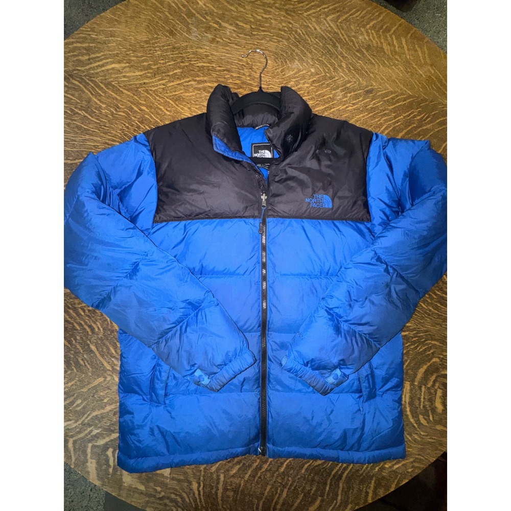 The North Face Nuptse 700 Fill Down Puffer Jacket Mens Medium Blue Black TNF